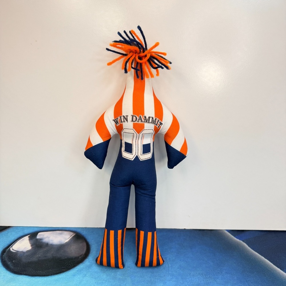 Dammit Doll Win Dammit Football Fan Stress Relief Plush Orange White Navy Blue